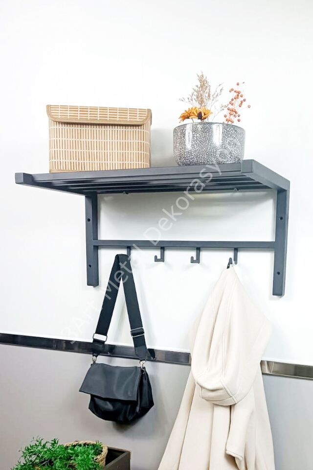 Dekoratif Metal Duvar Rafı Duvar Askısı - Portmanto Askısı Antre Hol Askılık Raf