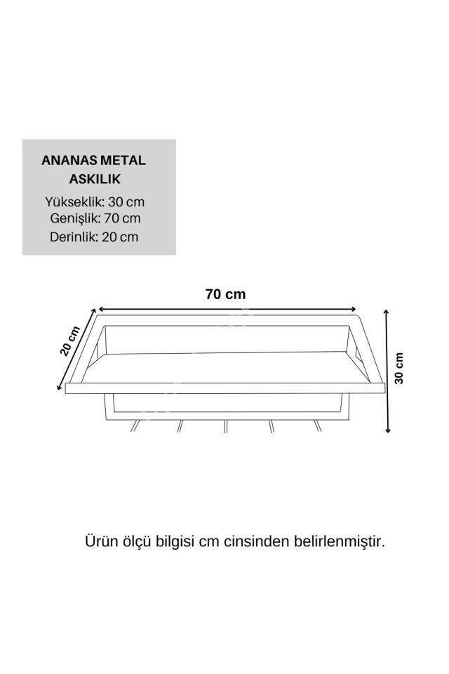 Ananas Desenli Metal Duvar Askısı - Dekoratif Metal Duvar Raf - Raf Askılık