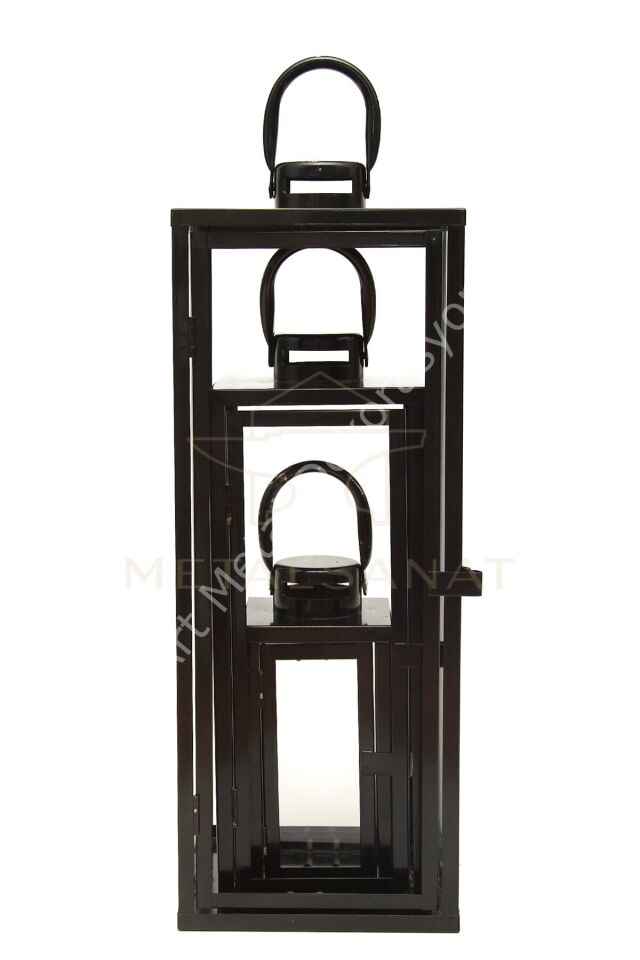 Metal Mum Feneri Seti 3'lü - Siyah