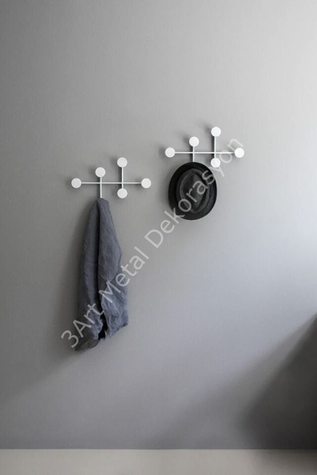 Askılık - 2'li Set Elbise Askısı - Dekoratif Demir Askılık - Metal Duvar Askı