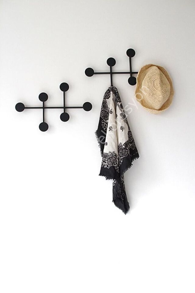 Askılık - 2'li Set Elbise Askısı - Dekoratif Demir Askılık - Metal Askı