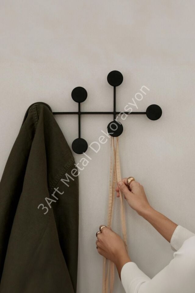 Askılık - 2'li Set Elbise Askısı - Dekoratif Demir Askılık - Metal Askı