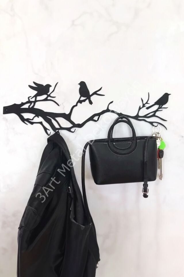 Metal Askılık, Kuş Desenli Askılık, Metal Elbise Askısı, Dekoratif Duvar Askısı