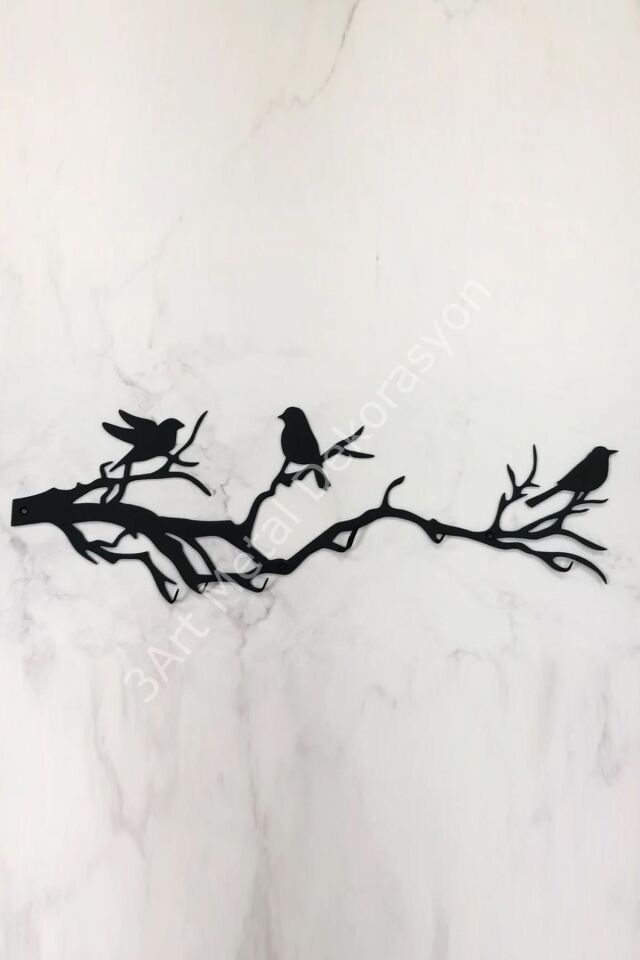 Metal Askılık, Kuş Desenli Askılık, Metal Elbise Askısı, Dekoratif Duvar Askısı