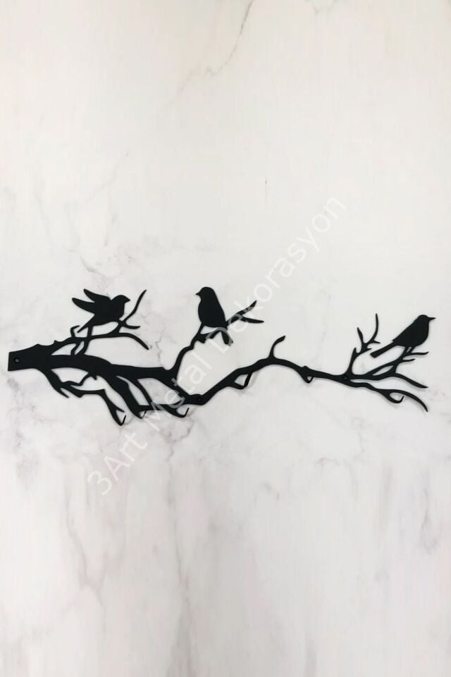 Metal Askılık, Kuş Desenli Askılık, Metal Elbise Askısı, Dekoratif Duvar Askısı