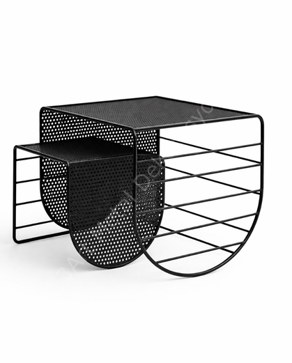 Modern Tasarım Metal Zigon Sehpa - Ikili Set Zigon Sehpa