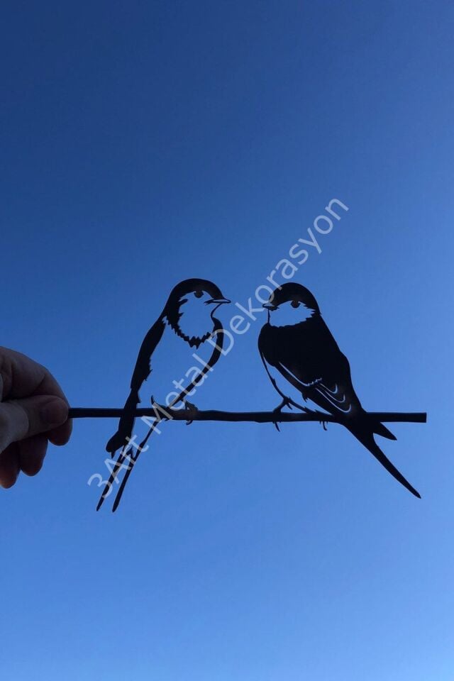 Kırlangıçlar - Metal Bahçe Süsü - Bahçe Dekoru