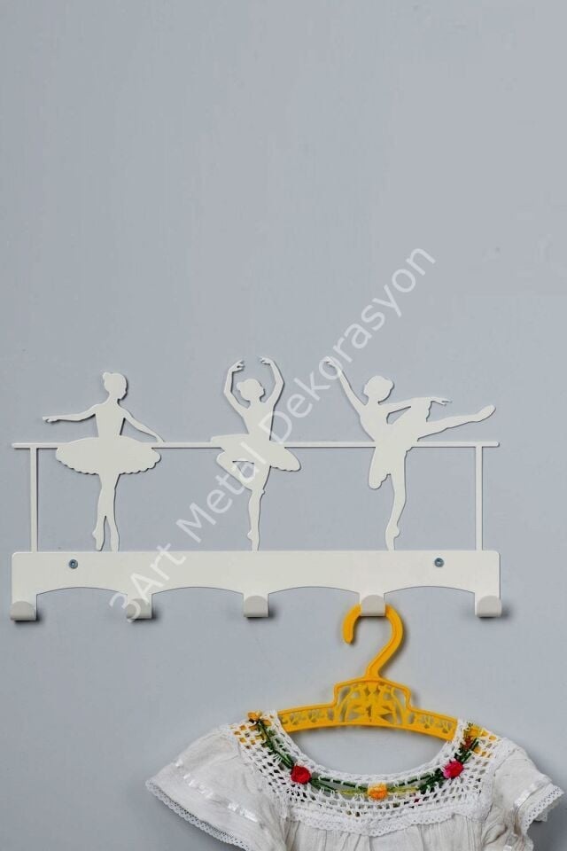 Dekoratif Metal Duvar Askısı - Balerinler