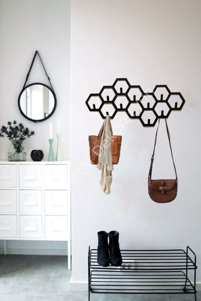 Geometrik Metal Duvar Askılığı - Modern Metal Askılık - Portmanto