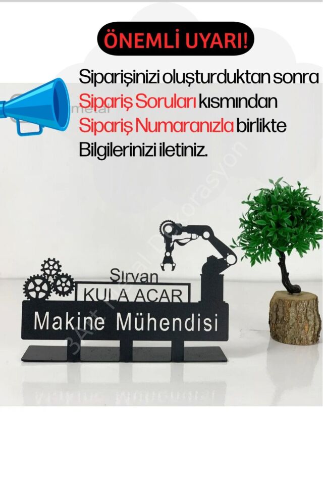 Kişiye Özel Makine Mühendisi Masaüstü İsimlik