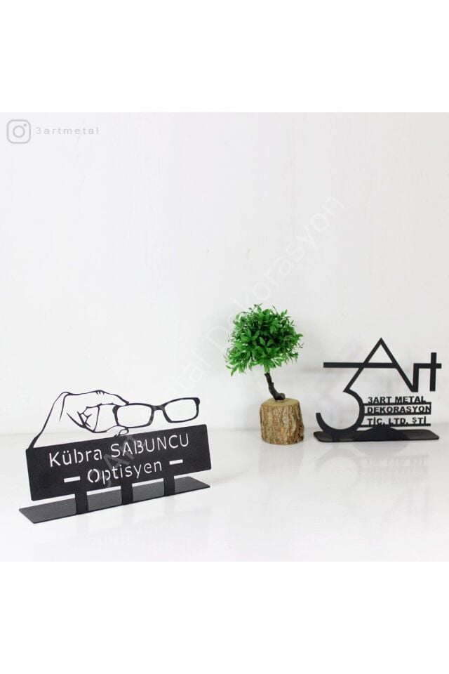 Kişiye Özel Optisyen Metal Masa Üstü İsimliği