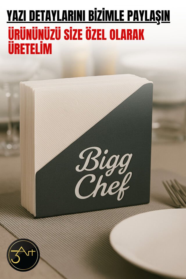 Kişiye Özel Metal Peçetelik - Restoran ve Cafe İsim Yazılı Şık Masaüstü Servis Aksesuarı