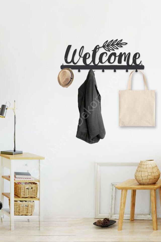 Welcome Dekoratif Metal Duvar Askısı
