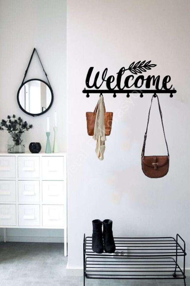 Welcome Dekoratif Metal Duvar Askısı