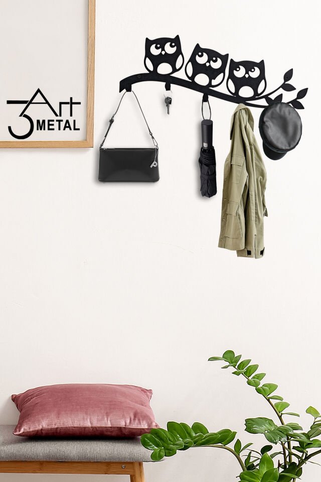 Dekoratif Metal Askılık - Duvar Askısı - Banyo Hol Antre Askısı