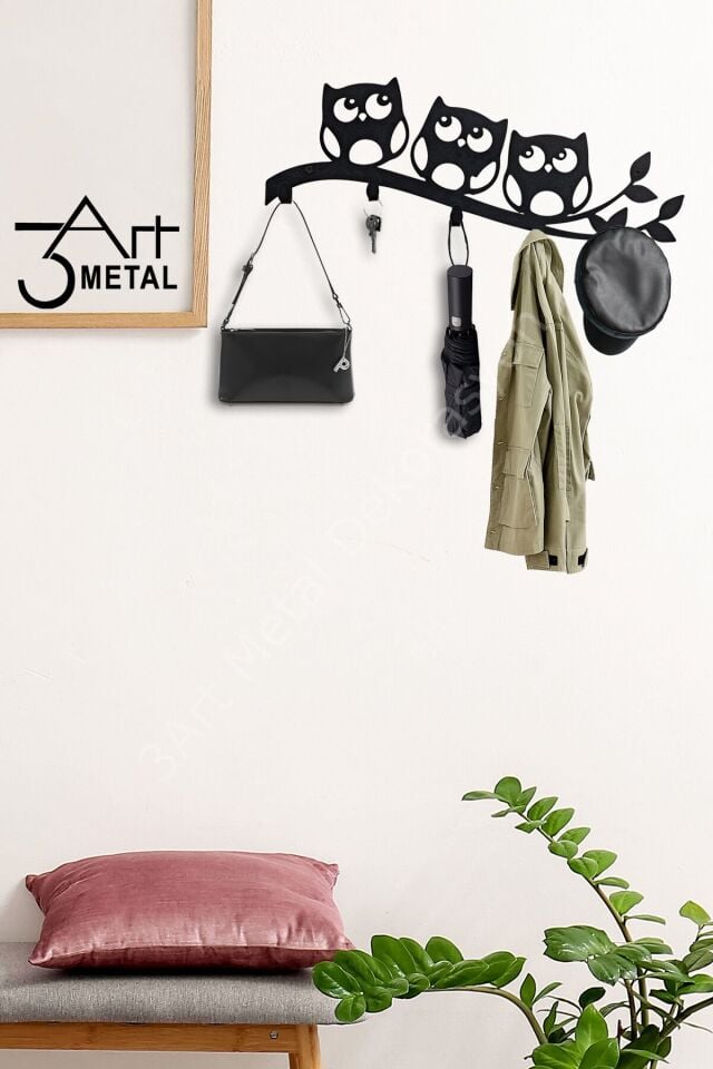 Dekoratif Metal Baykuş Askılık