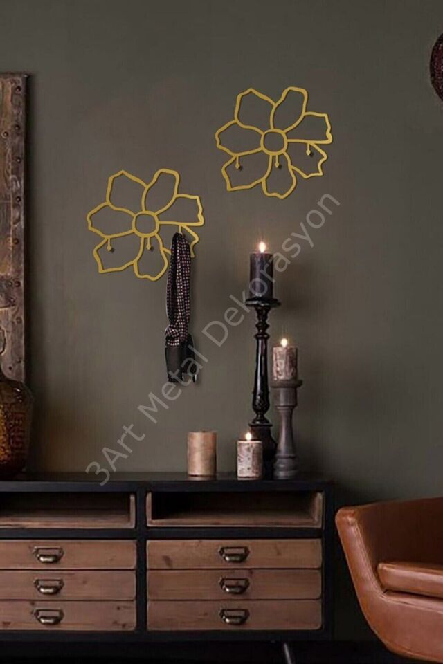 Ikili Set Dekoratif Metal Duvar Askısı