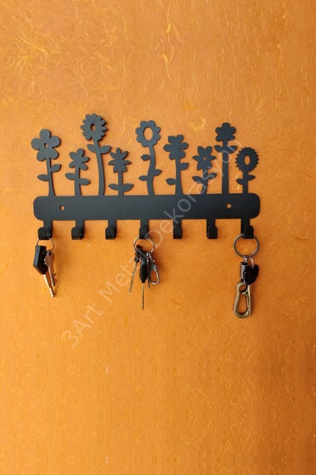 Çiçekli Dekoratif Metal Anahtarlık