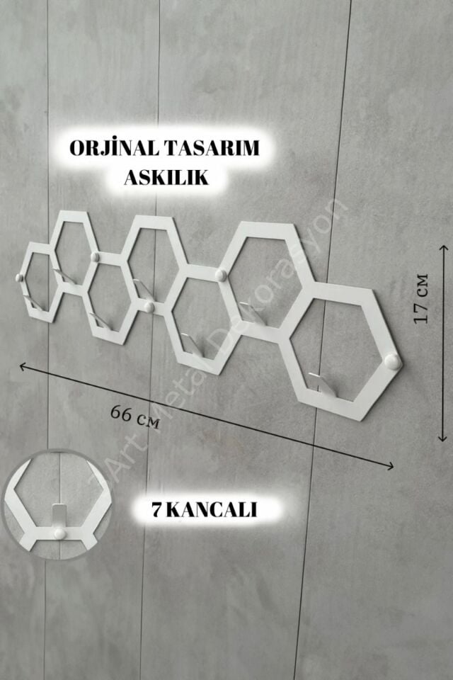 Petek 7 Kancalı Duvara Monte Askılık