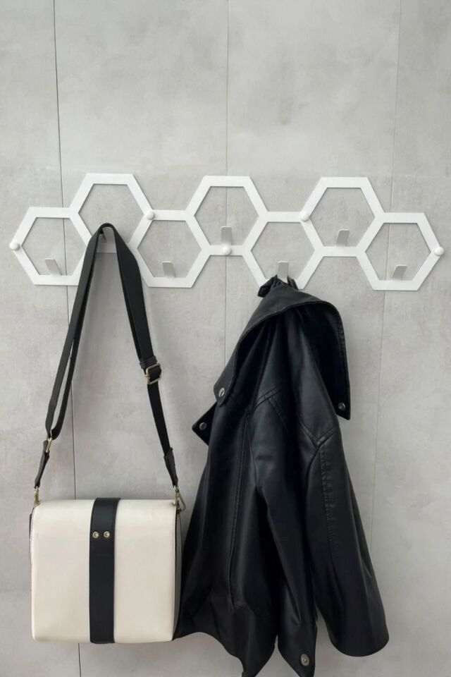 Petek Metal Duvar Askılığı - 7 Kancalı Duvara Monte Askılık