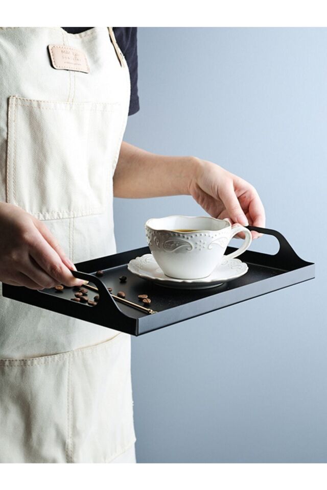 Dekoratif Metal Sunum Tepsisi - Çay Kahve Yemek Servis Söz Nişan Sunum Tepsisi