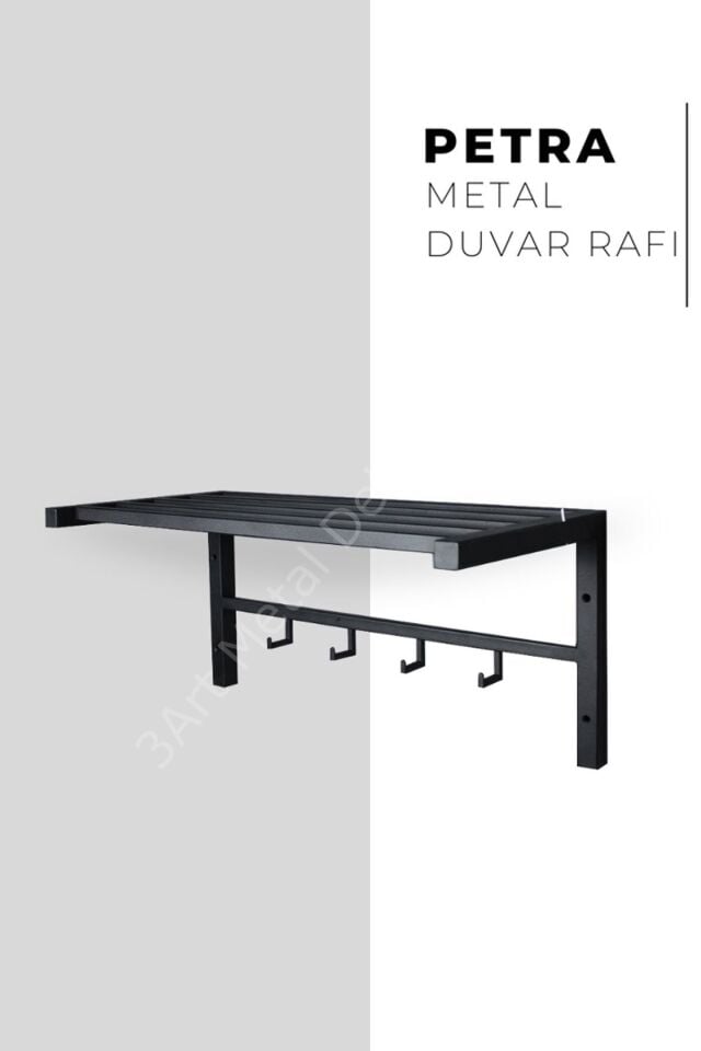 Dekoratif Metal Duvar Rafı Duvar - Portmanto Askısı