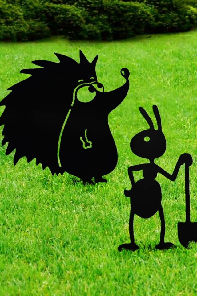 Dekoratif Metal Bahçe Süsü - Bahçe Dekorasyonu - Saksı Üstüne Heykel Figürü