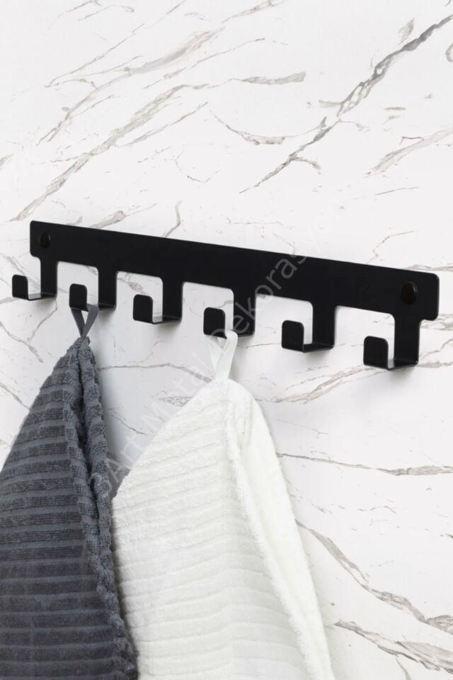 Demir Banyo Askısı - Duvara Monte Havlu Ve Elbise Askısı 6 Kancalı