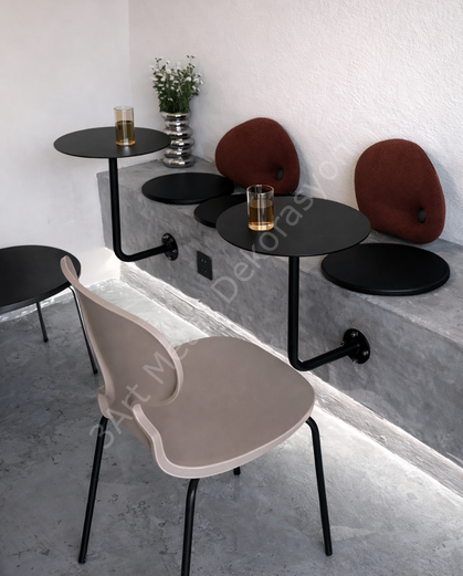 Duvara Monte Balkon Masası – Modern Yuvarlak Kafe Masası, Dış Mekan Duvar Tipi Masa