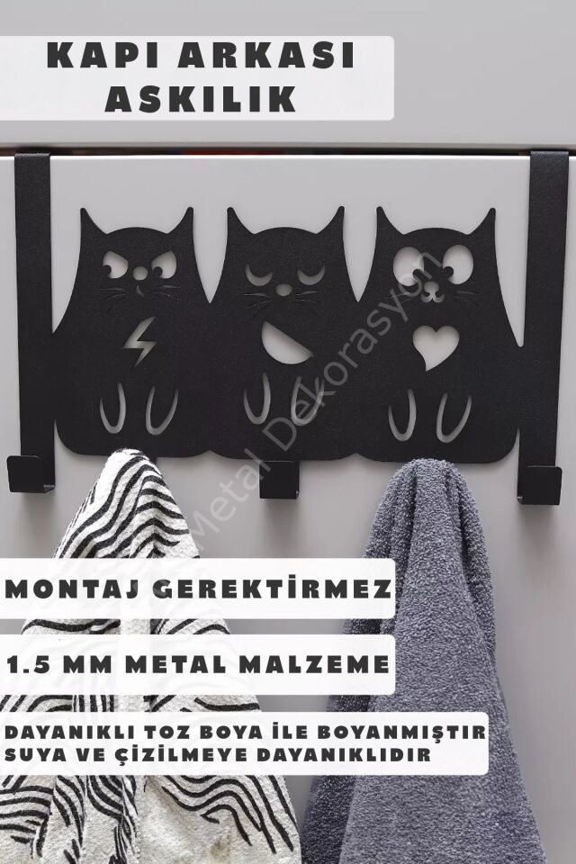 Metal Amerikan Kapı Arkası Askılık - Dekoratif Demir Banyo Askısı