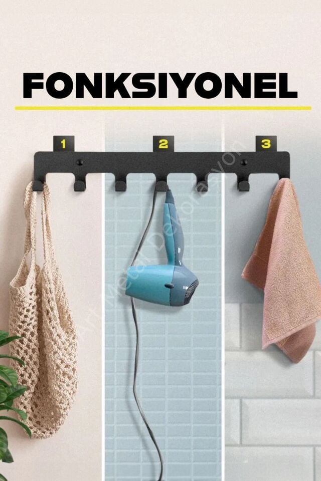 Dekoratif Demir Duvar Askısı - Metal Askılık - Elbise Askısı