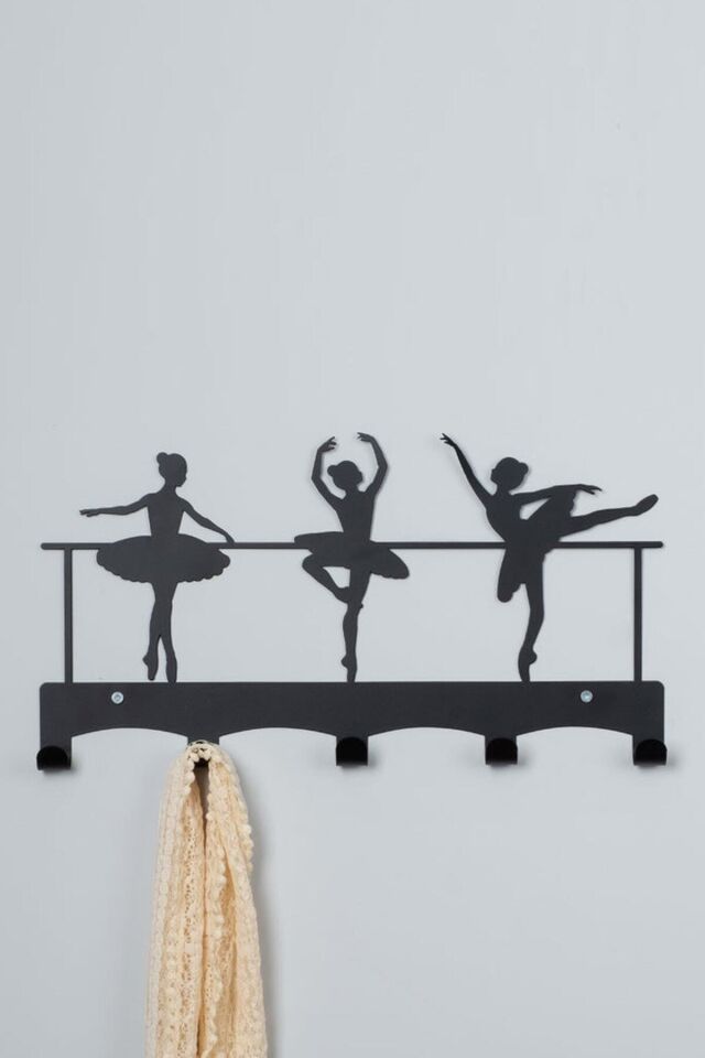 Dekoratif Metal Duvar Askısı - Balerinler
