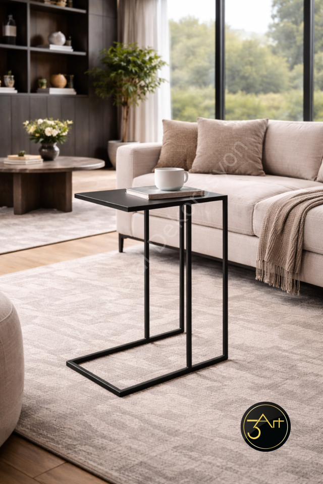 Minimal C Tipi Modern Yan Koltuk Sehpası