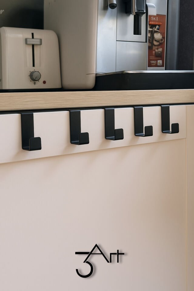 5'li Siyah Metal Dolap İçi Askılık - Mutfak Banyo ve Gardırop Düzenleyici