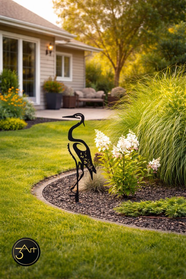 Bahçe Süsü Turna Kuşu – Bahçe Dekoru | Çim, Saksı & Peyzaj İçin Dekoratif Figür