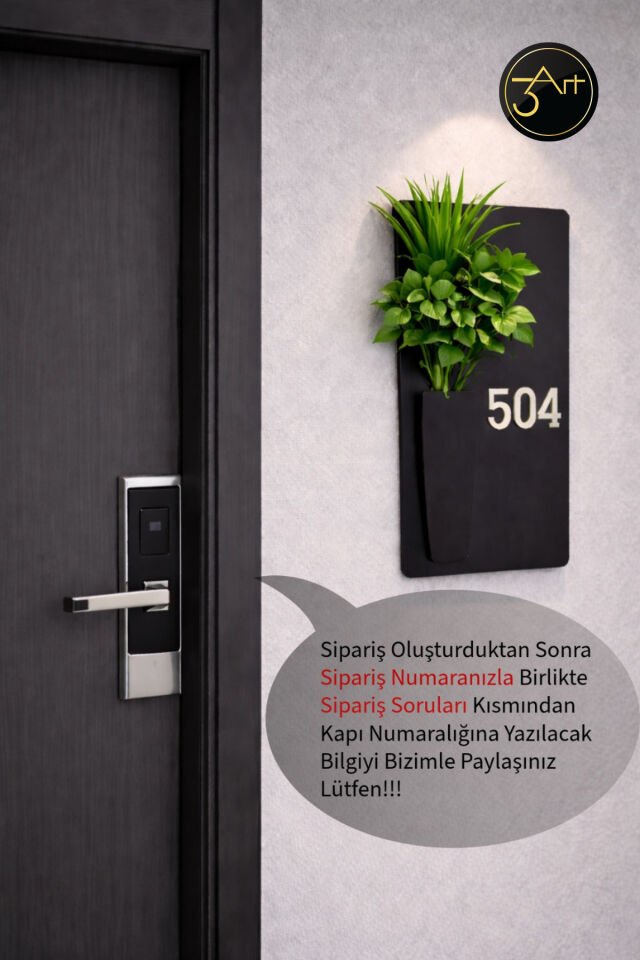 Modern Siyah Metal Kapı Numaralığı - İsimli & Özel Tasarım Apartman Kapı Tabelası