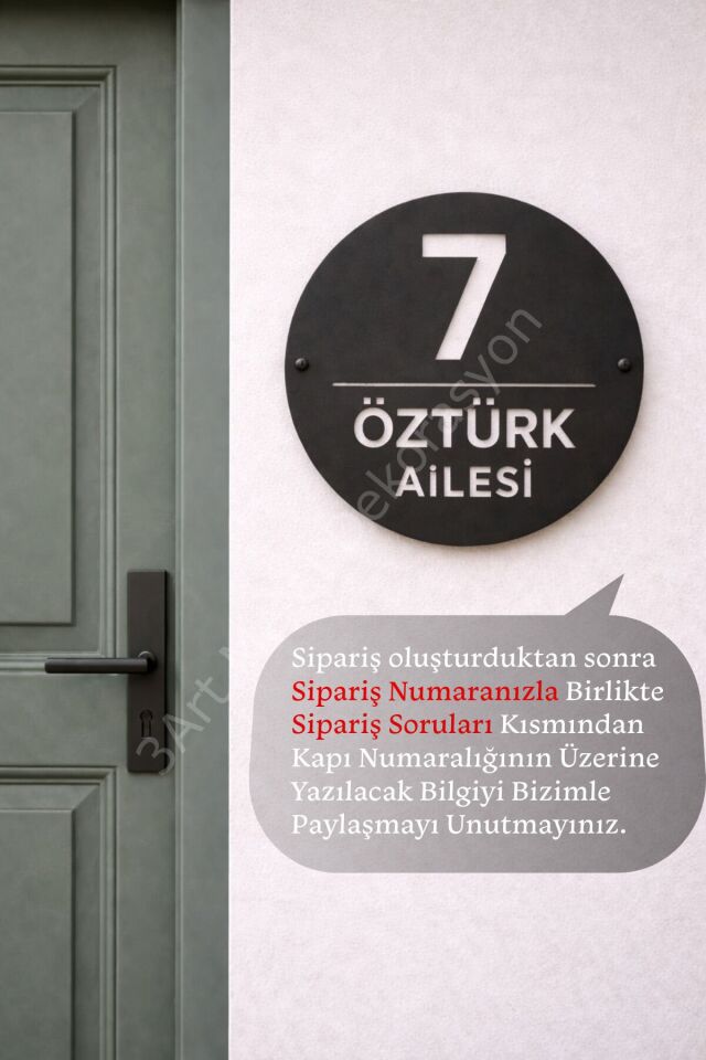 Modern Siyah Metal Kapı Numaralığı - İsimli & Özel Tasarım Apartman Kapı Tabelası