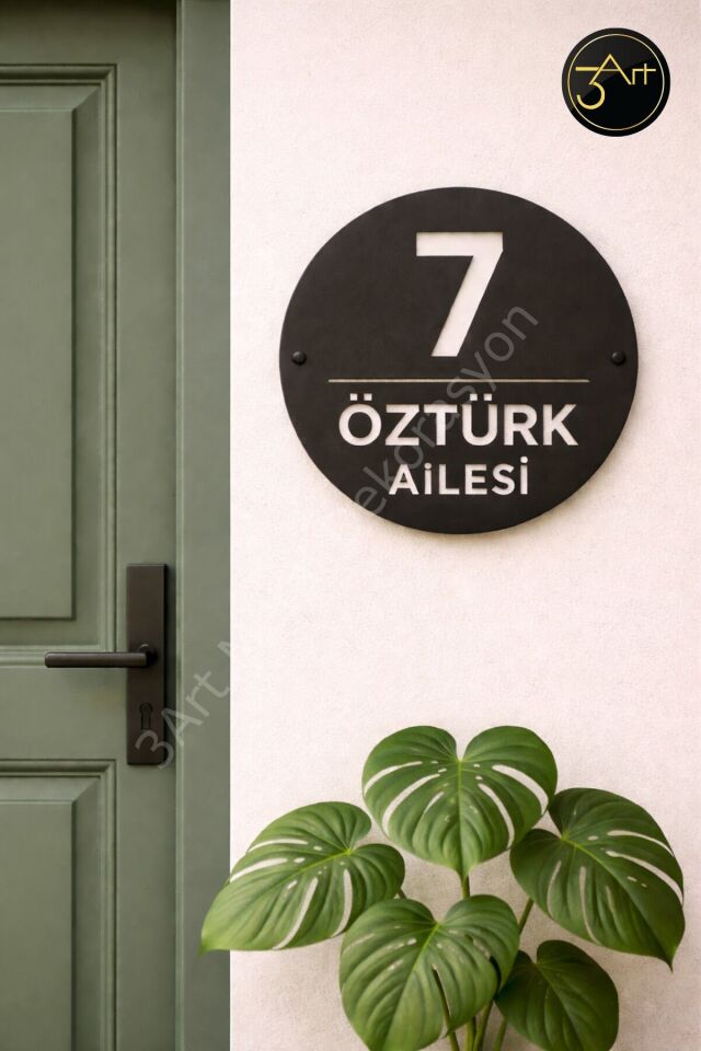 Modern Siyah Metal Kapı Numaralığı - İsimli & Özel Tasarım Apartman Kapı Tabelası