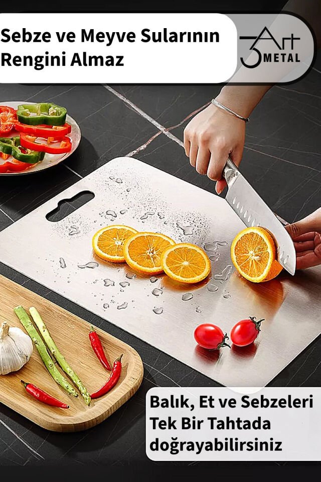 Profesyonel Paslanmaz Çelik Metal Doğrama Tahtası - Hijyenik, Dayanıklı Mutfak Kesme Tahtası