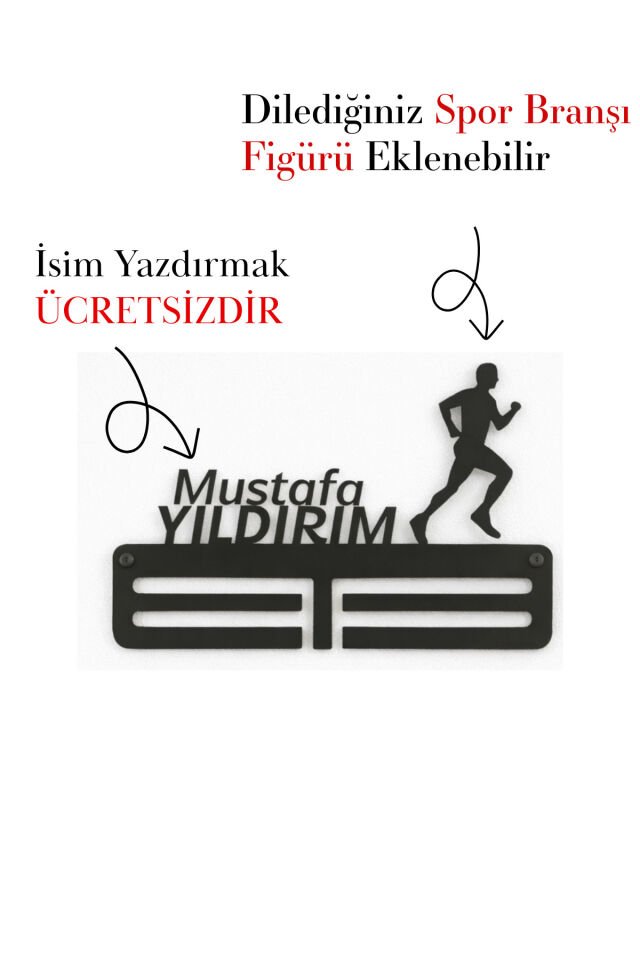 Kişiye Özel İsimli Madalya Askılığı - Sporcu Madalya Askısı - Duvar Tipi Madalya Standı