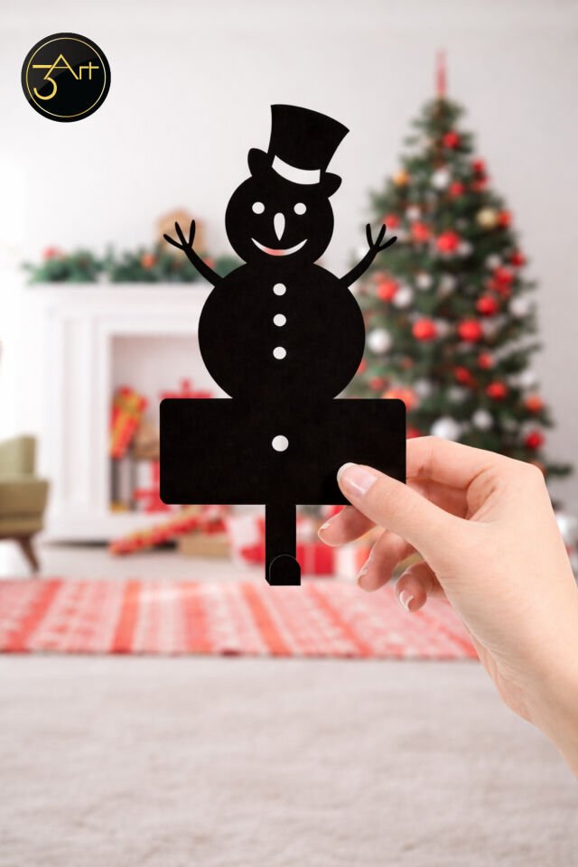 Kardan Adam Figürü – Minimal Noel Dekorlu Askılık