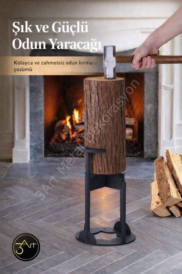Odun Kırma Standı - Baltalı Odun Bölme Aparatı - Bahçe & Şömine İçin Dayanıklı Odun Kesme