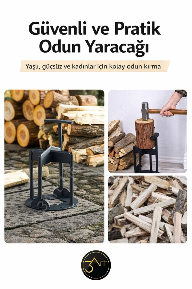 Odun Kırma Standı - Baltalı Odun Bölme Aparatı - Bahçe & Şömine İçin Dayanıklı Odun Kesme