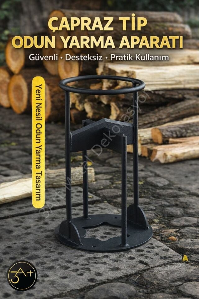 Odun Kırma Standı - Baltalı Odun Bölme Aparatı - Bahçe & Şömine İçin Dayanıklı Odun Kesme