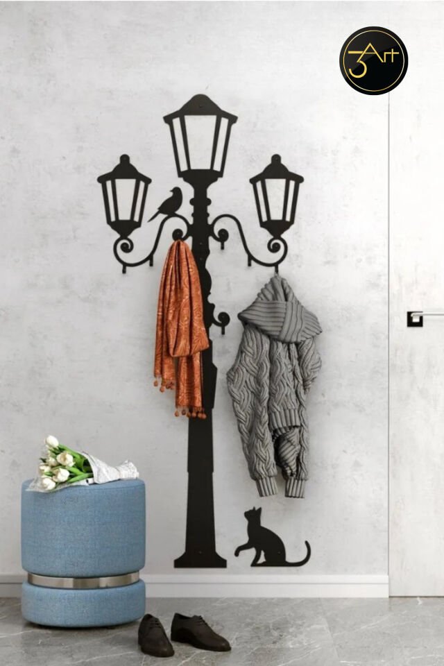 Sokak Lambası Figürlü Duvar Askılığı – Dekoratif, Dayanıklı ve Şık Tasarım