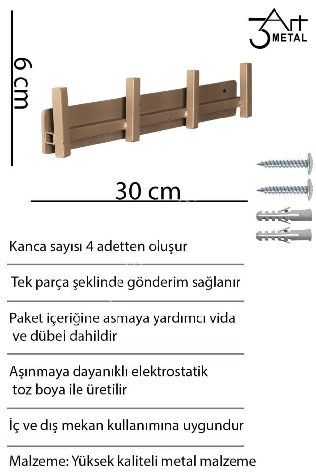 Dekoratif Modern Demir Duvar Askısı - Metal Askılık - Elbise Askısı - Askı