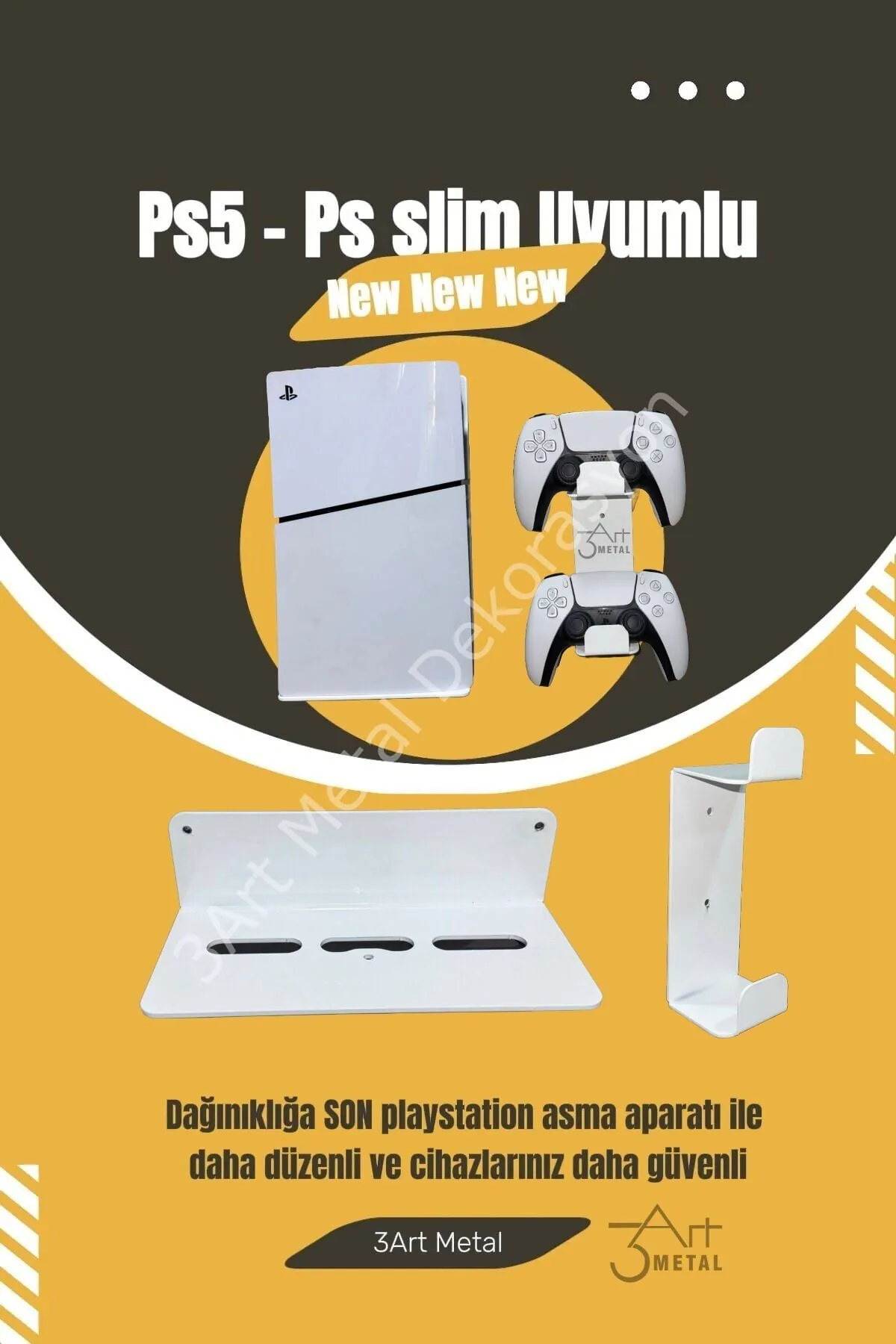2’li Fırsat Ps5 ve Ps5 Slim Duvar Standı ve Joystick Konsol Tutacağı