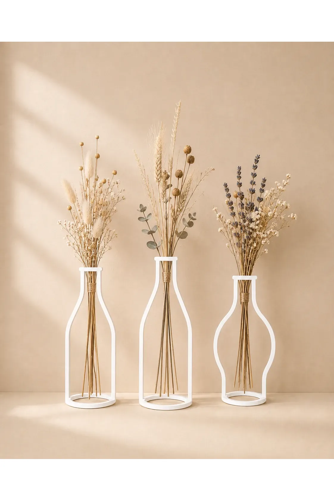 3lü Set Dekoratif Metal Vintage Vazo Şişe Tüp