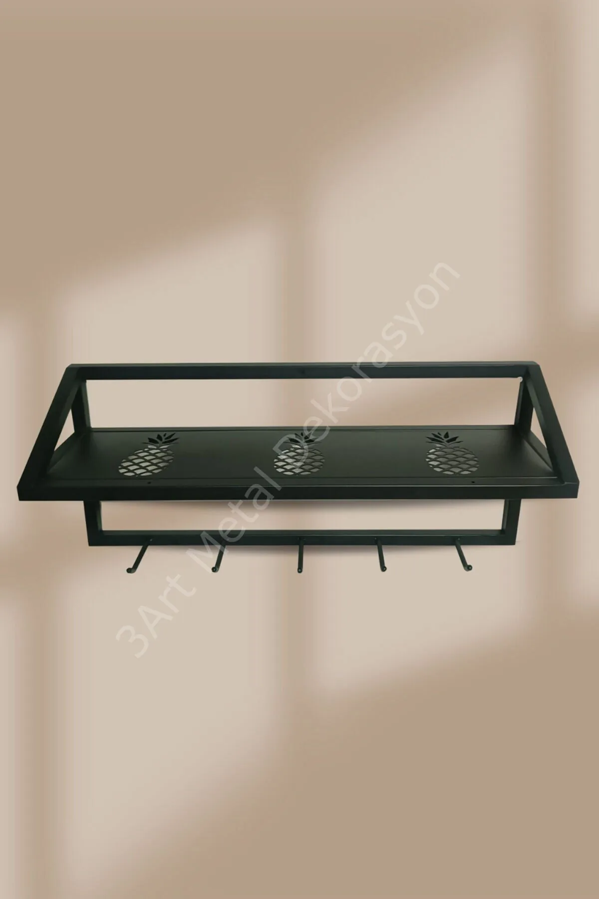 Ananas Desenli Metal Duvar Askısı Metal Duvar Raf