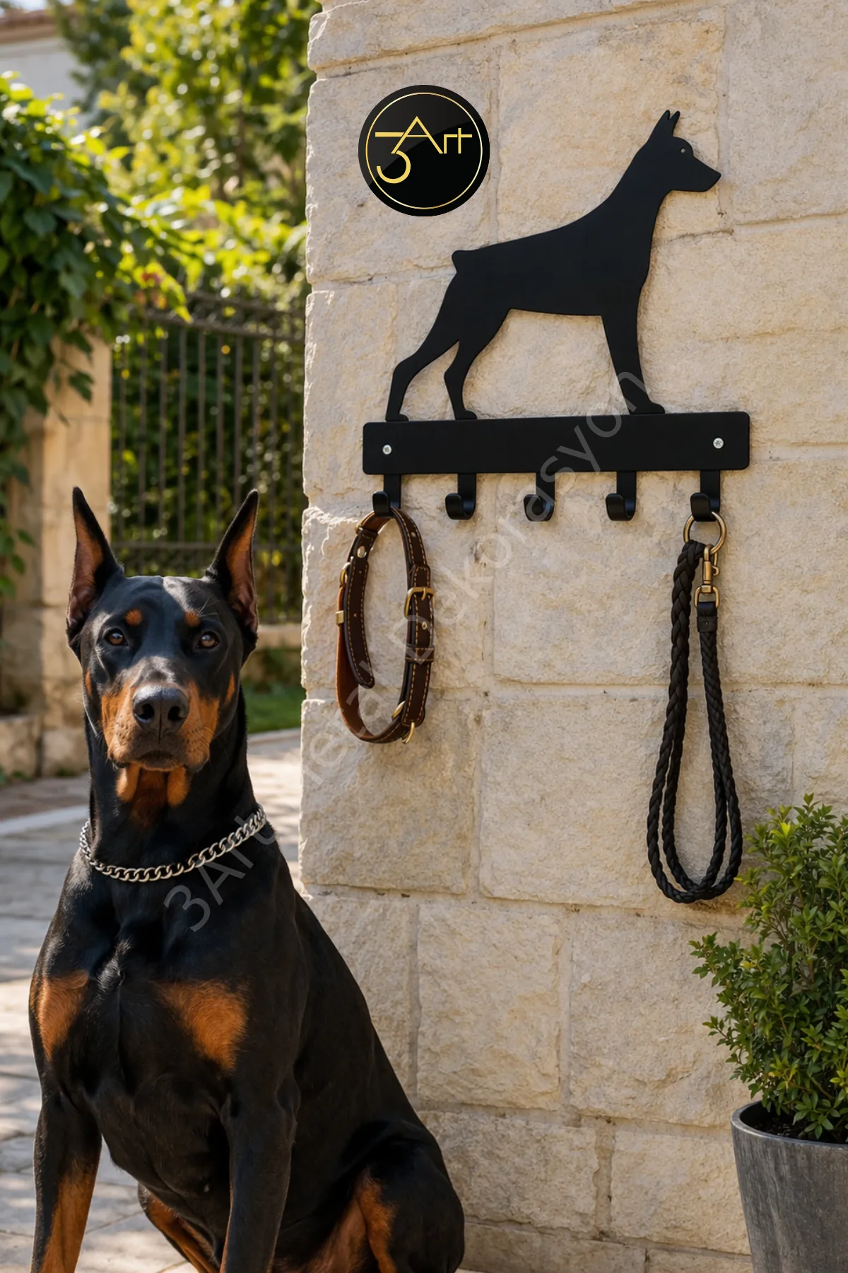 Doberman Figürlü Anahtarlık Askısı